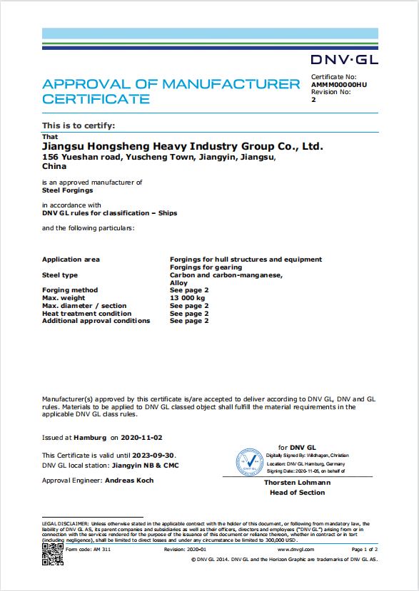 Certificado DNV GL
